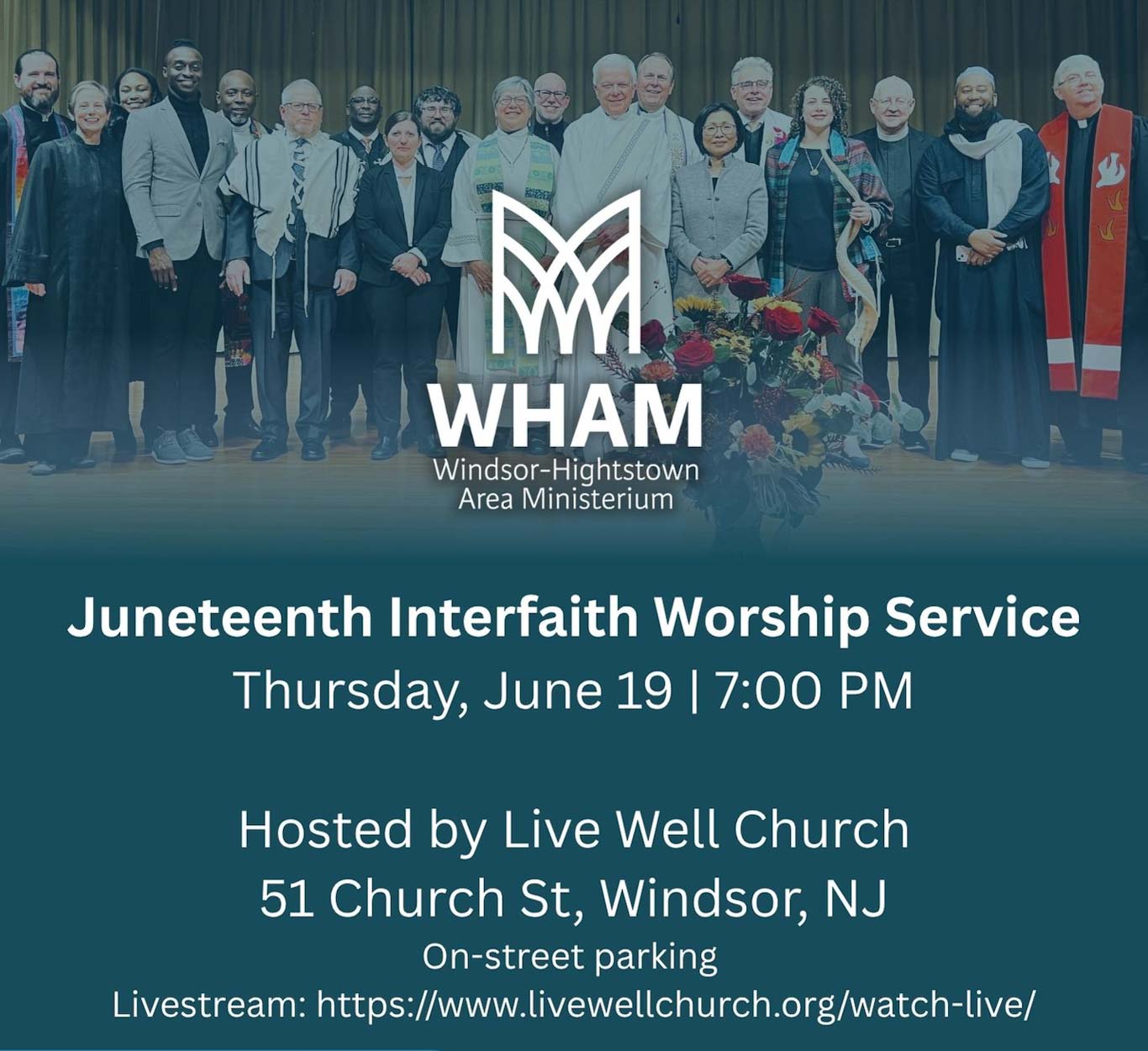 Juneteenth Interfaith Service: Thursday, June 19 at 7 PM