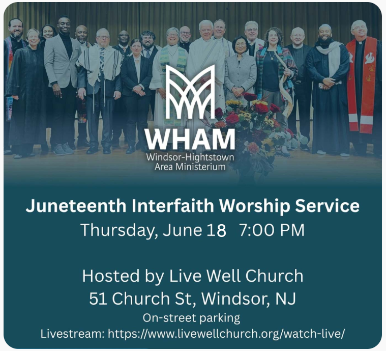 Juneteenth Interfaith Service: Thursday, June 18 at 7pm
